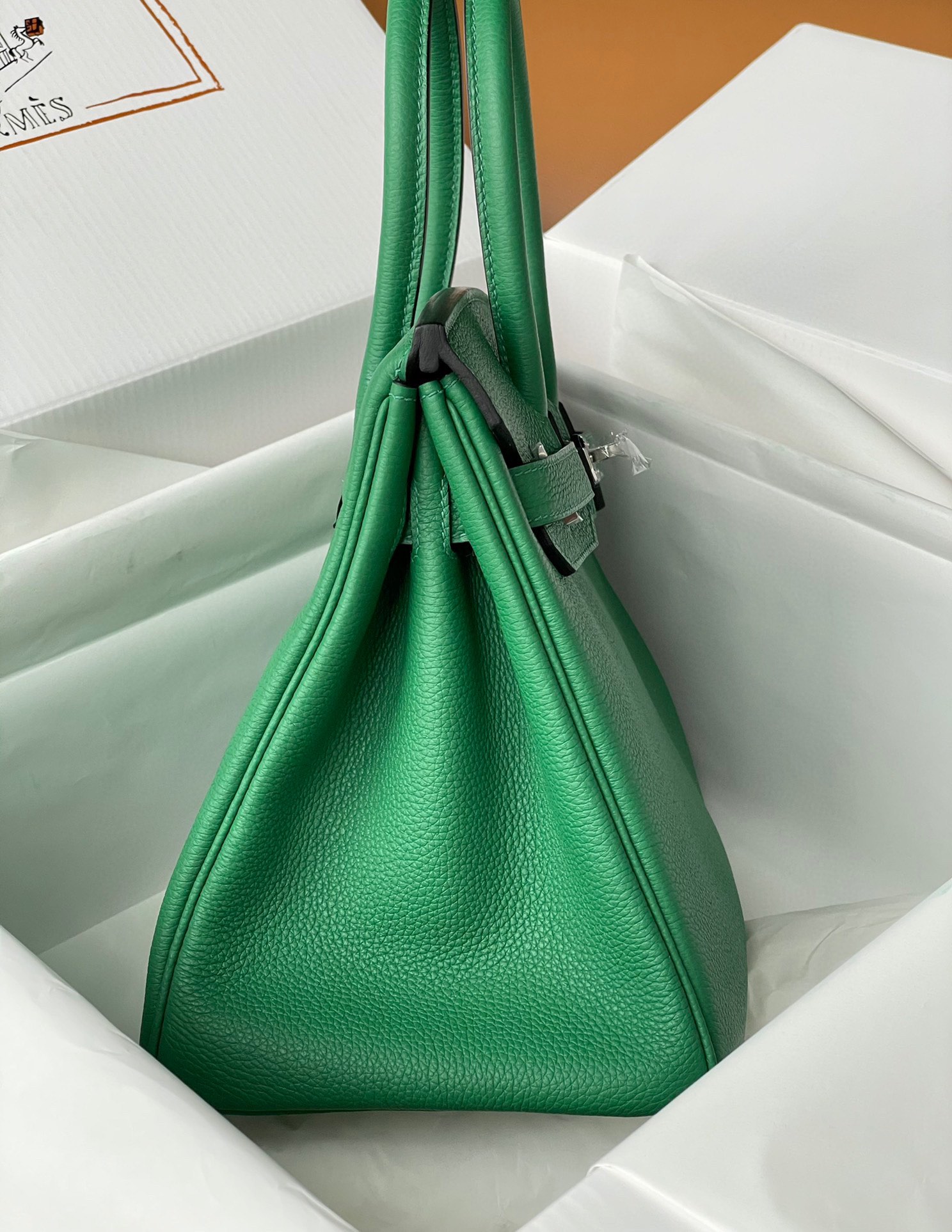 Hermes Birkin 30CM Togo Leather Handbag Bombou Green